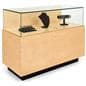 Wooden display counter with tempered glass