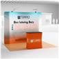 Curved trade show kit with single sided backwall 
