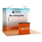 Curved trade show kit with silver aluminum frame 