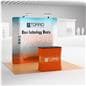Curved trade show set with machine washable graphic panels 