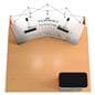 Curved pop up trade show booth with two LED spotlights 
