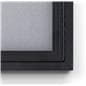 Polycarbonate notice board with black frame and swinging doors
