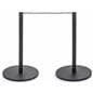 Rope and 2 Posts Connected of the 6-Stanchion Black Low Profile Barrier System