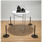 6-Stanchion Black Low Profile Barrier System Surrounding Jewelry in a Display Case