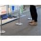 4-Post Silver Low Profile Stanchion Barrier Shown Blocking a Section of Art