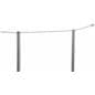 2 Posts and 1 Wall Mount of the 4-Post Silver Low Profile Stanchion Barrier