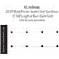 Sketch of 8-Barrier Black Gallery Stanchion System