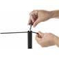 Hand Removing Top of Post of the 10-Stanchion Black Museum Barrier System