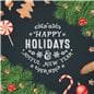 48” x 48” square “Happy Holidays” floor decal with seasonal artwork