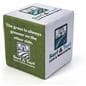 Custom printed cube seating set includes stretch polyester slipcover