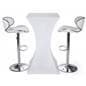 LED glowing cocktail table set with 2 white leatherette stools