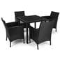 5 Piece rattan outdoor dining set includes table and 4 chairs