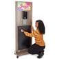 Chalkboard sanitizer station with a 17.6 inch by 30 inch blackboard