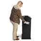 Decorative outdoor trash can with easy side trash deposit