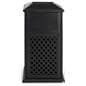 Aluminum outdoor dome trash receptacle has basket weave design on all four panels