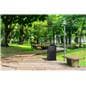 Aluminum outdoor dome trash receptacle is weather-resistant