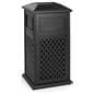 Aluminum outdoor dome trash receptacle with basket weave design