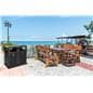 Dual outdoor waste bin has multiple trash deposit openings