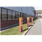 Triangle marketing bollard cover has three panels for different customization opportunities
