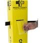 Custom stanchion sleeve with pamphlet holder made of acrylic material