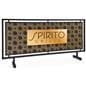 Black outdoor cafe barrier with custom printing