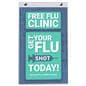 Acrylic sign with flu clinic poster