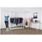 Boutique floor clothing hanger display with MDF base