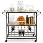31 inch liquor cart with wine rack with 2 non locking caster wheels 
