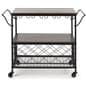 Beverage cart with wine storage holds up to 15 stemware glasses 