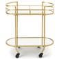 Oval serving cart on wheels with power coated metallic finish 
