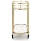29 inch tall oval serving cart on wheels with mirrored glass shelves 