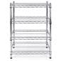 Metal wire shelving unit has a weight capacity of 330 pounds per shelv