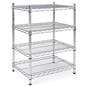 Metal wire shelving unit with four adjustable tiers
