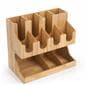 Countertop wood coffee condiment station organizer