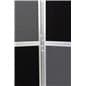 Clip and pole folding display system with six double-sided panels 