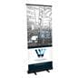 Budget narrow base retractable banner stand with custom graphics