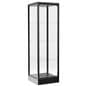 Glass tower display case with with swing open door