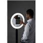 iPad photo booth stand with light ring enclosure for event selfies