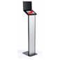 Black and silver brandable tablet kiosk with modern and slim design