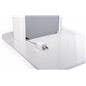 White  iPad kiosk with panel with back panel cable management