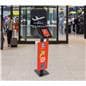 Convertible printed double tablet kiosk with lockable rotating enclosures