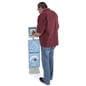 Adjustable branded dual tablet floor stand with accessible floor standing configuration