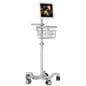 Medical mobile iPad cart with clean white aluminum construction