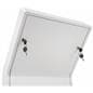 White iPad floor stand kiosk with locking back panel