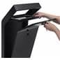 Tablet floor stand with hinged internal tray for device access