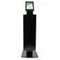 Pillar base iPad Pro kiosk with printed poster in portrait setting