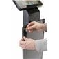 Pillar base iPad Pro kiosk with printed poster and acrylic overlay