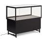 Retail store display case with tempered glass