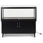 Retail store display case with sliding glass door