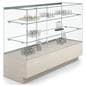 Glass display counter with two shelves